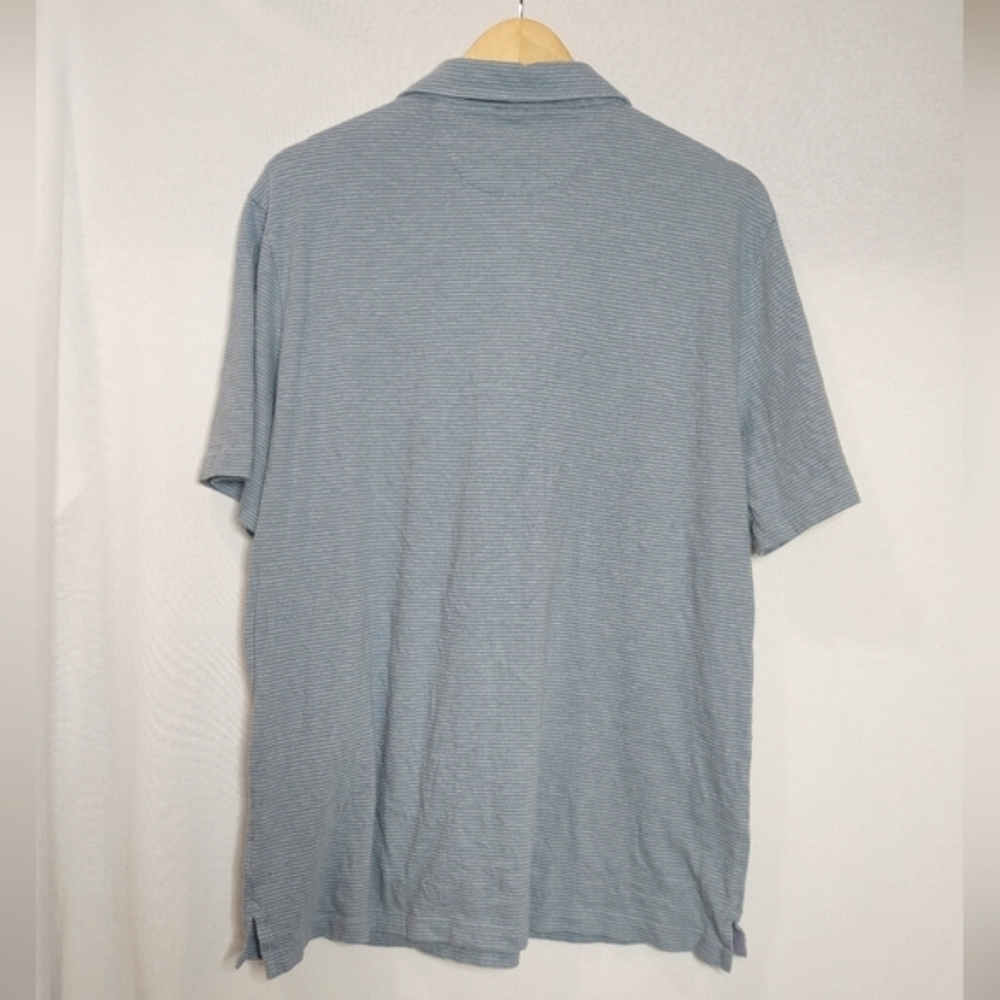 Faherty Polo Sunwashed Cotton Short Sleeve Blue Purple Stripe XL Casual Shirt - Picture 3 of 7